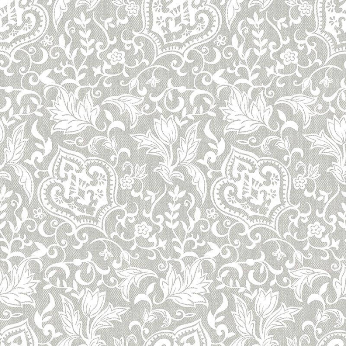 Szürke-fehér klasszikus mintás lakástextil <br/>Loneta - 280cm széles