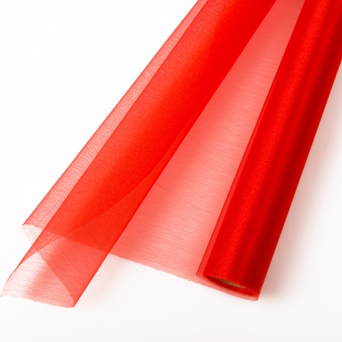 Piros dekor organza <br/>47 cm széles, 10 méter