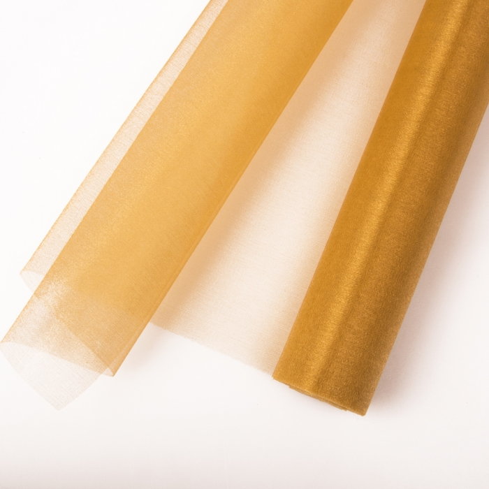Arany színű dekor organza <br/>47 cm széles, 10 méter