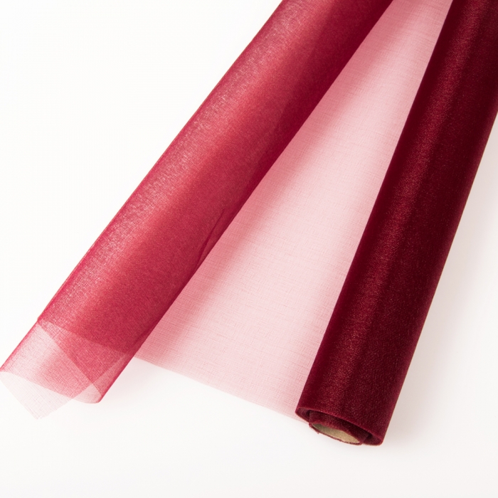 Bordó dekor organza <br/>47 cm széles, 10 méter