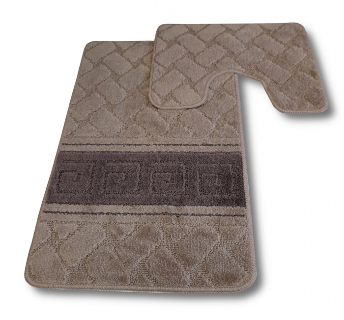 Barna görög mintás <br/>2 részes fürdőszoba szőnyeg szett