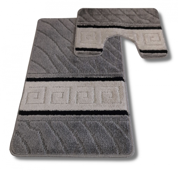 Szürke görög mintás <br/>2 részes fürdőszoba szőnyeg szett