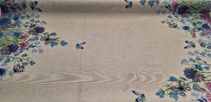 Kék virágos<br>letörölhető textil terítő