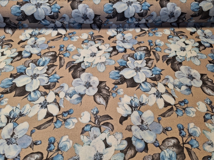 Kék virág mintás<br>letörölhető textil terítő