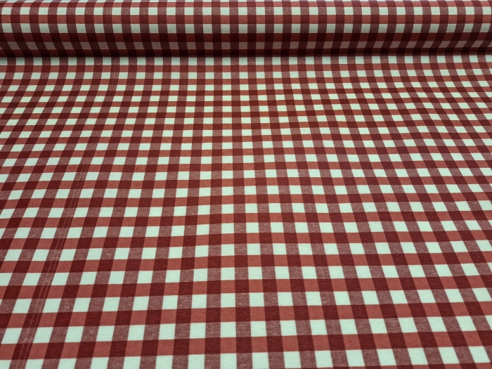 Piros-fehér kockás (1x1cm)<br>letörölhető textil terítő