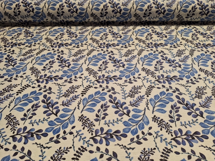 Kék levél mintás<br>letörölhető textil terítő
