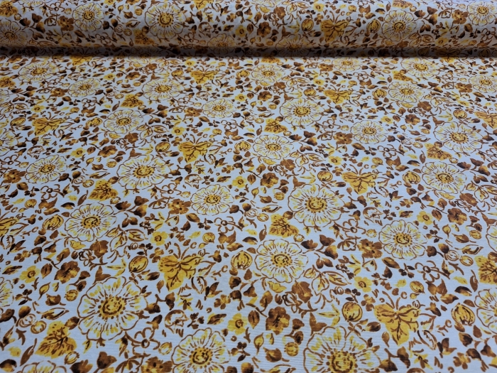 Sárga virág mintás<br>letörölhető textil terítő