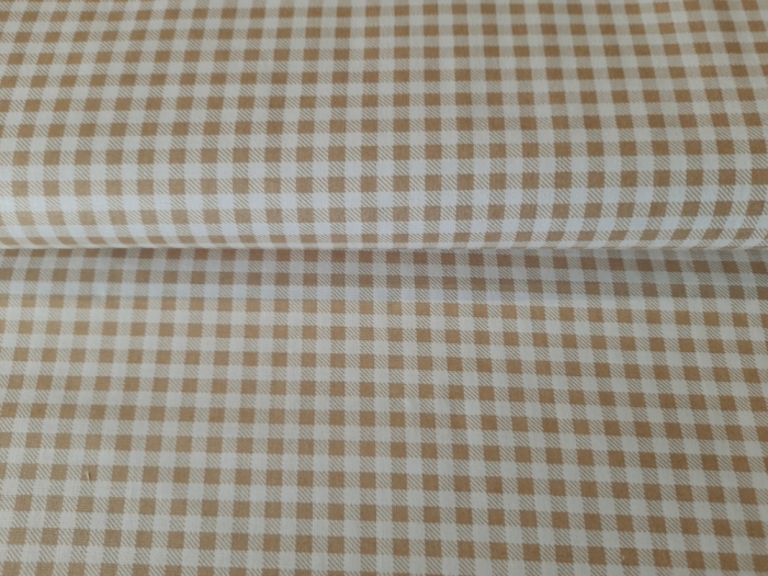 Beige-fehér kockás  <br/>pamutvászon