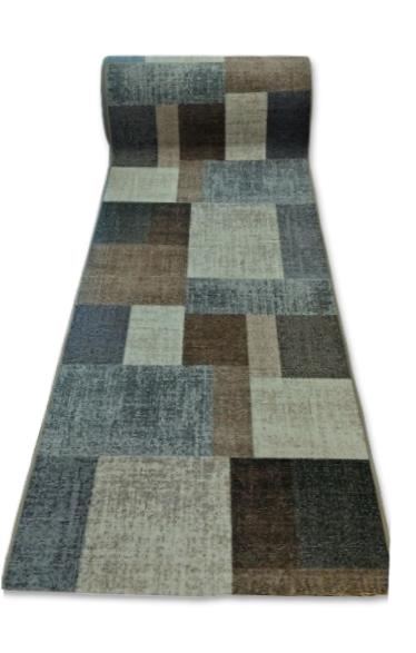 Modern kockás szürke futószőnyeg - 80 cm széles
