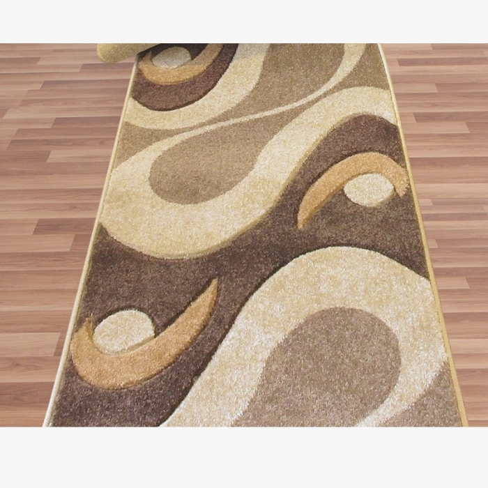 Bézs - barna futószőnyeg <br/>Nyírt modern mintás, 60 cm széles