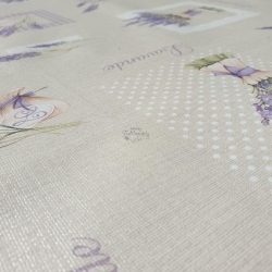 Viaszos vászon terítő méterbenVastag, bézs levendulás - 2. termékkép