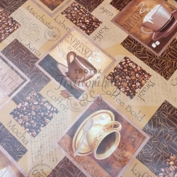 Viaszos vászon terítő méterbenVastag, barna café mintás - 3. termékkép