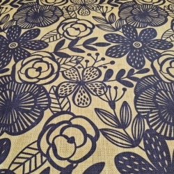 Sötétkék virág mintásletörölhető textil terítő - 3. termékkép