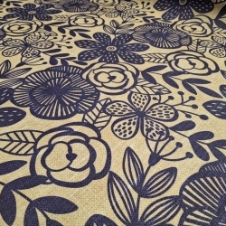 Sötétkék virág mintásletörölhető textil terítő - 2. termékkép