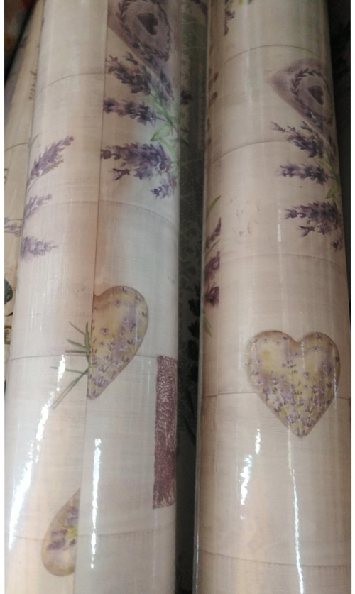 Tekercses  Viaszos vászon - levendulás, szivecskés <br/>06367.01